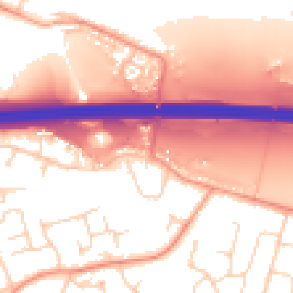 Daytime road noise heatmap for PO16 7UX