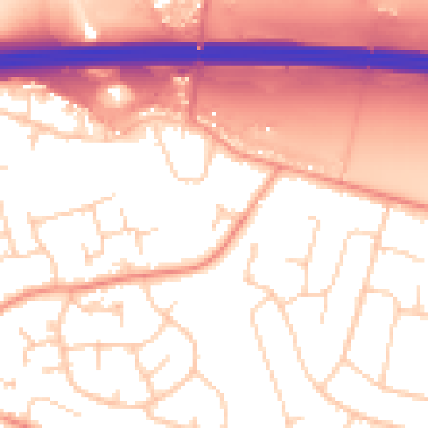 Daytime road noise heatmap for PO16 7XP