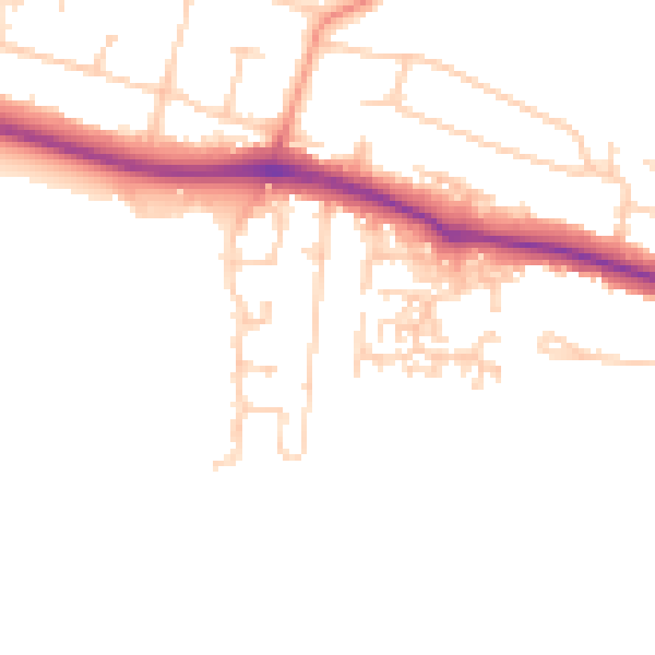 Daytime road noise heatmap for PO16 8AJ