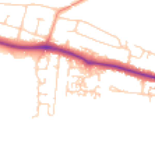 Daytime road noise heatmap for PO16 8AT