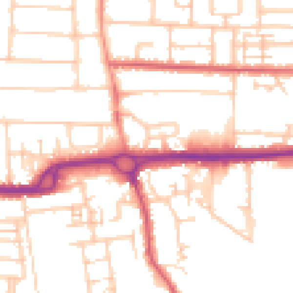 Daytime road noise heatmap for PO16 8BD