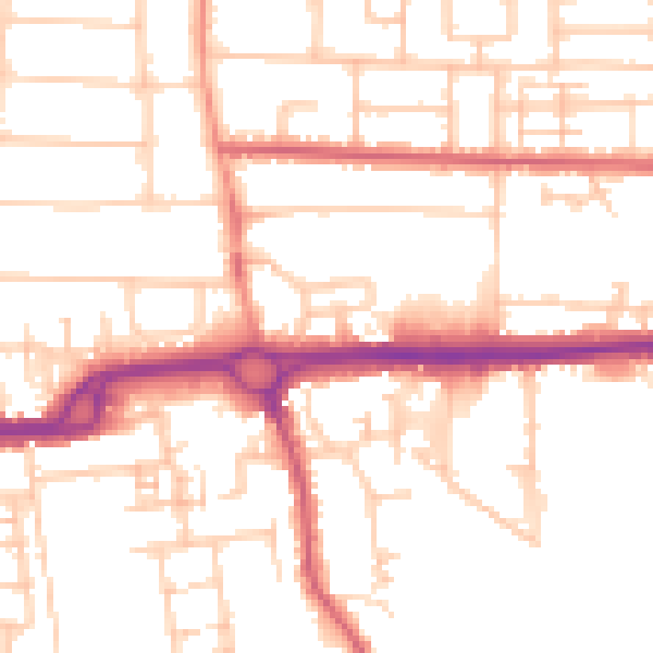 Daytime road noise heatmap for PO16 8BE