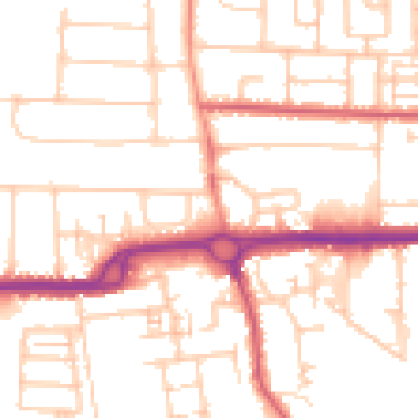 Daytime road noise heatmap for PO16 8BG