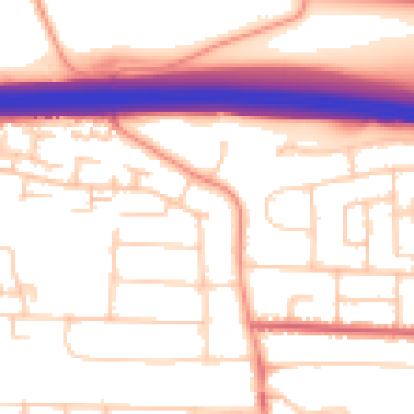 Daytime road noise heatmap for PO16 8DL