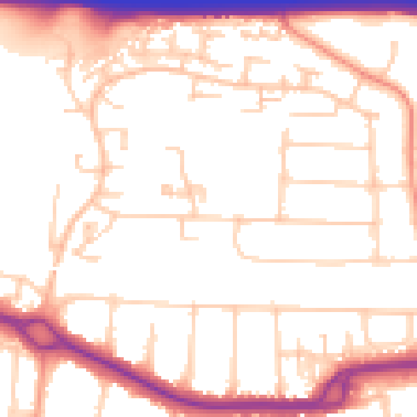 Daytime road noise heatmap for PO16 8EA