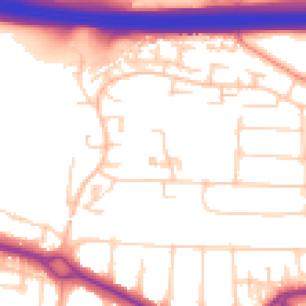 Daytime road noise heatmap for PO16 8EH