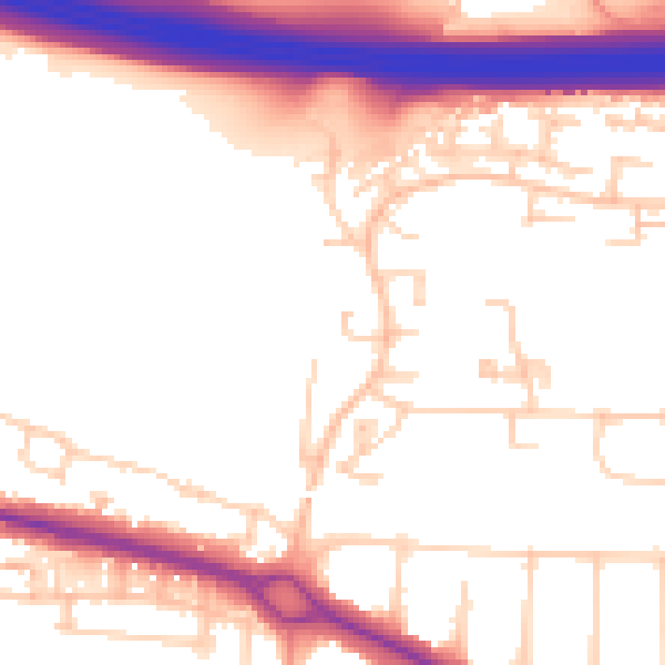 Daytime road noise heatmap for PO16 8ER