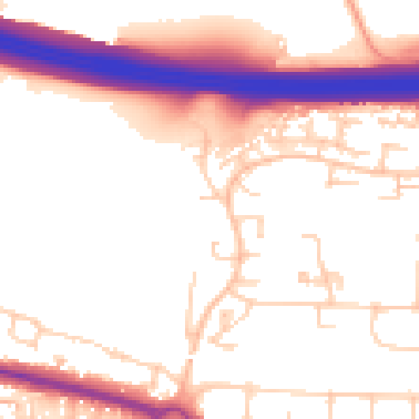 Daytime road noise heatmap for PO16 8ES
