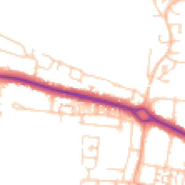 Daytime road noise heatmap for PO16 8FJ