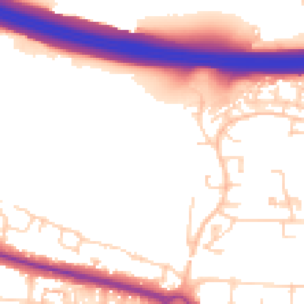 Daytime road noise heatmap for PO16 8FL
