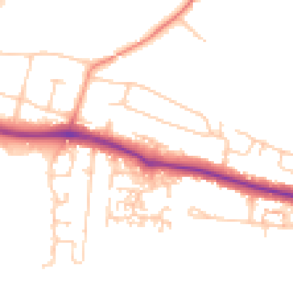 Daytime road noise heatmap for PO16 8GE