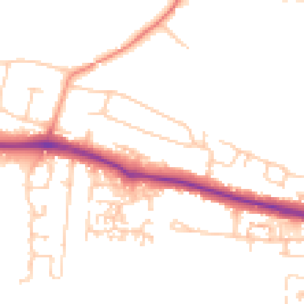 Daytime road noise heatmap for PO16 8GH