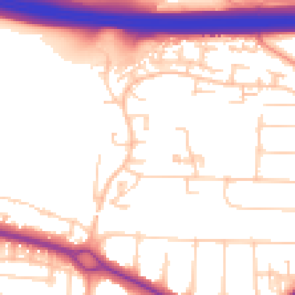 Daytime road noise heatmap for PO16 8HE