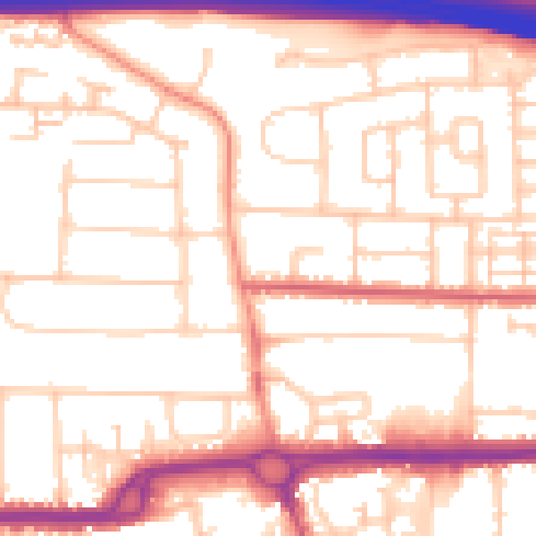 Daytime road noise heatmap for PO16 8HP