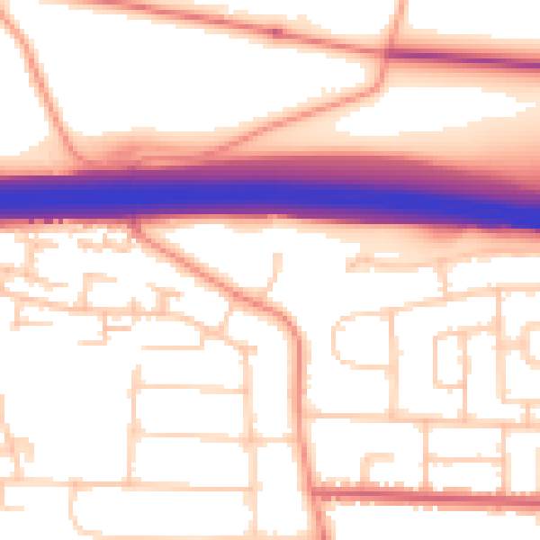 Daytime road noise heatmap for PO16 8JU