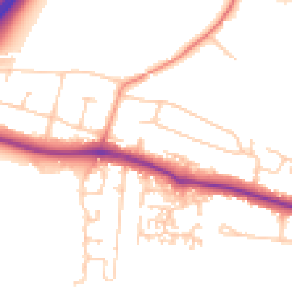 Daytime road noise heatmap for PO16 8PS