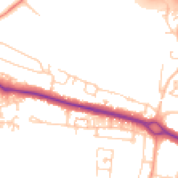 Daytime road noise heatmap for PO16 8QH