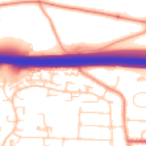 Daytime road noise heatmap for PO16 8QL