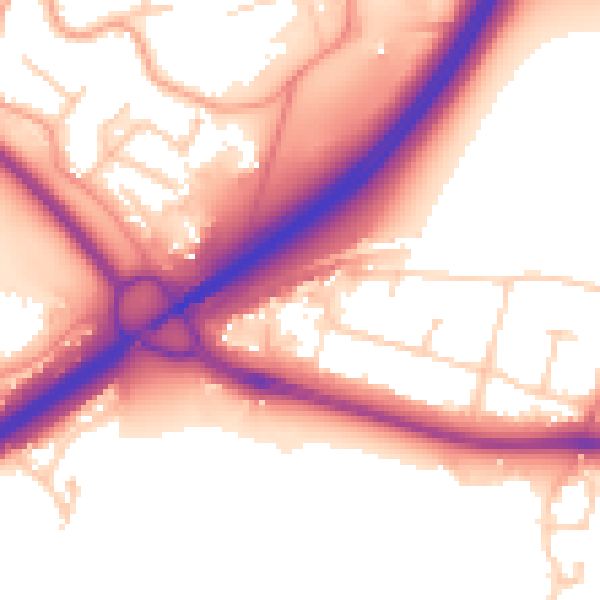 Daytime road noise heatmap for PO16 8RZ
