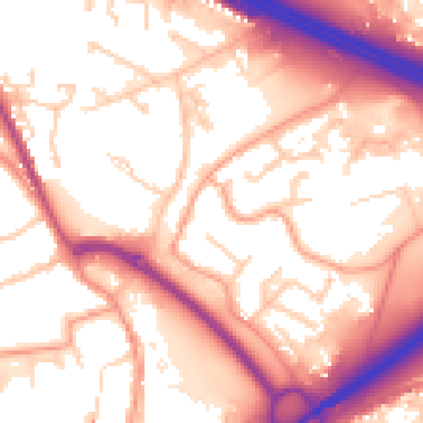 Daytime road noise heatmap for PO16 8TY