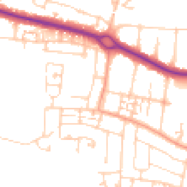 Daytime road noise heatmap for PO16 9DE