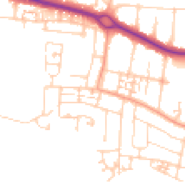 Daytime road noise heatmap for PO16 9DH