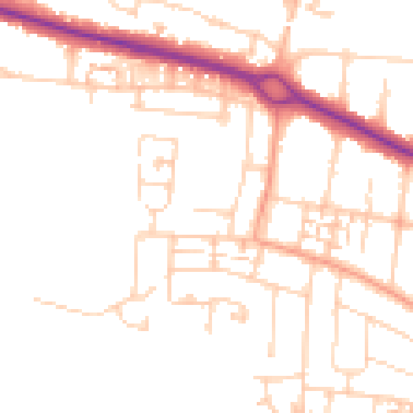Daytime road noise heatmap for PO16 9DQ