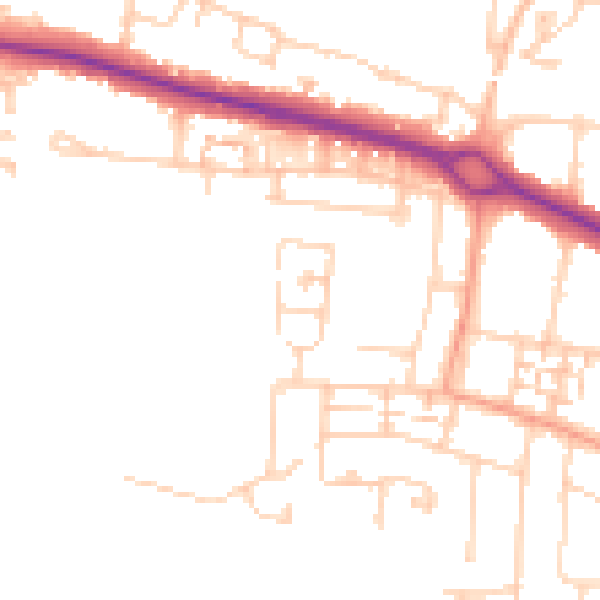 Daytime road noise heatmap for PO16 9FJ