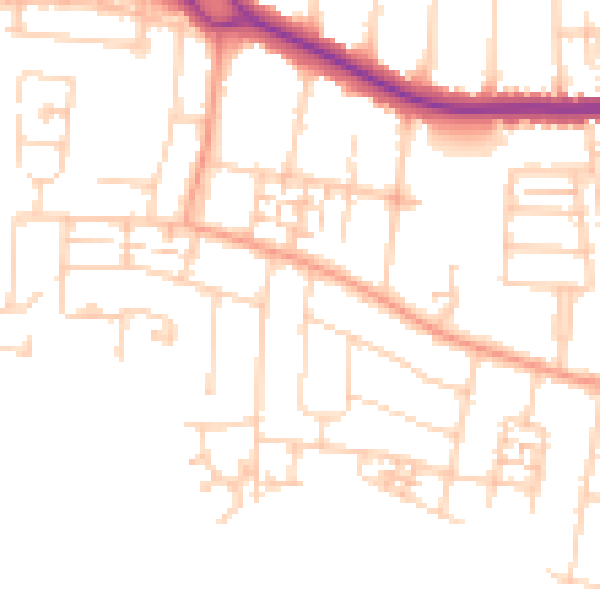 Daytime road noise heatmap for PO16 9JH