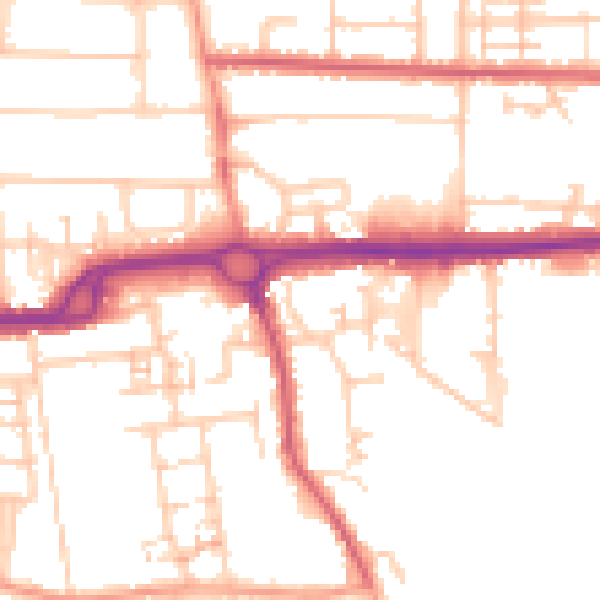 Daytime road noise heatmap for PO16 9NB