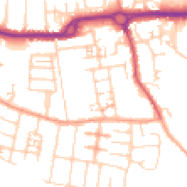 Daytime road noise heatmap for PO16 9NY