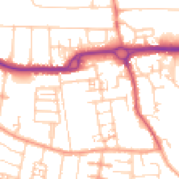Daytime road noise heatmap for PO16 9RJ
