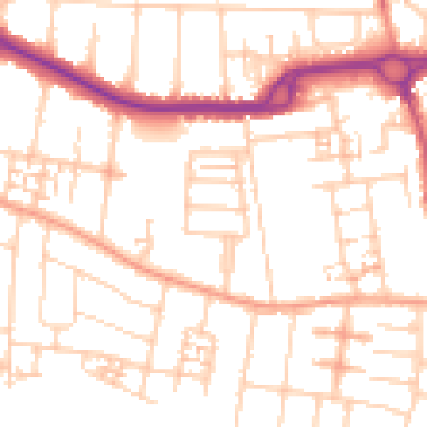 Daytime road noise heatmap for PO16 9RT