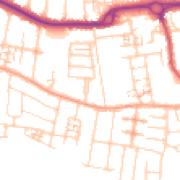 Daytime road noise heatmap for PO16 9RZ