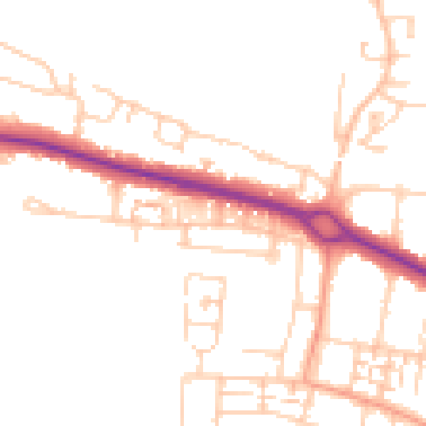Daytime road noise heatmap for PO16 9TL