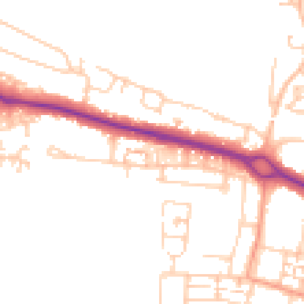 Daytime road noise heatmap for PO16 9TP