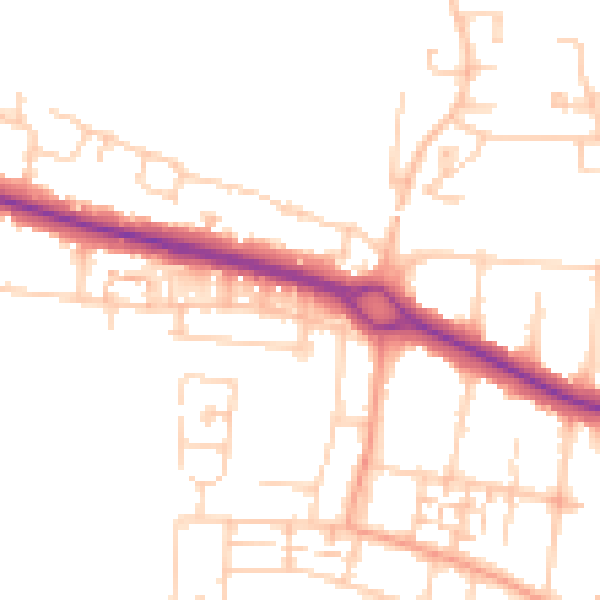 Daytime road noise heatmap for PO16 9TQ