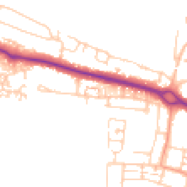 Daytime road noise heatmap for PO16 9TR
