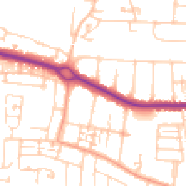 Daytime road noise heatmap for PO16 9XN