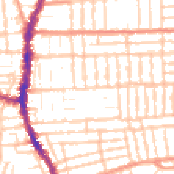 Daytime road noise heatmap for PO2 0AG