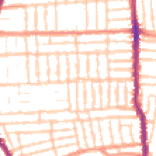 Daytime road noise heatmap for PO2 0AJ