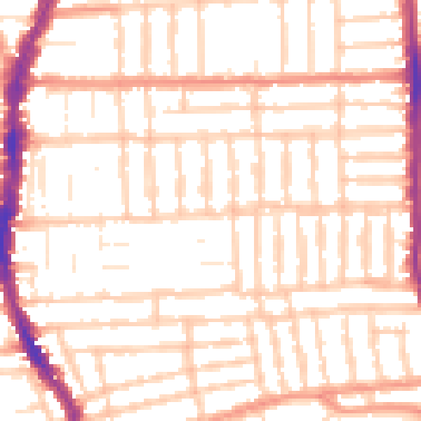 Daytime road noise heatmap for PO2 0AQ