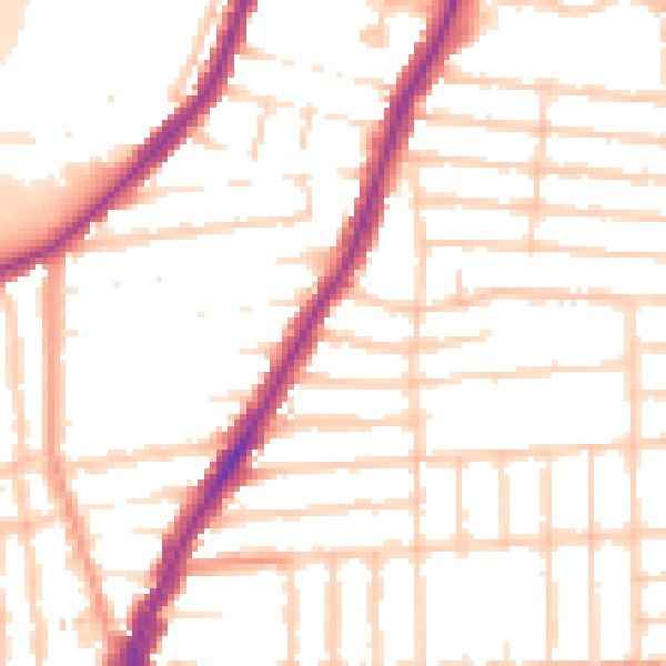 Daytime road noise heatmap for PO2 0AY