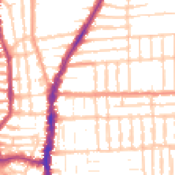 Daytime road noise heatmap for PO2 0AZ