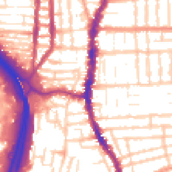 Daytime road noise heatmap for PO2 0BQ