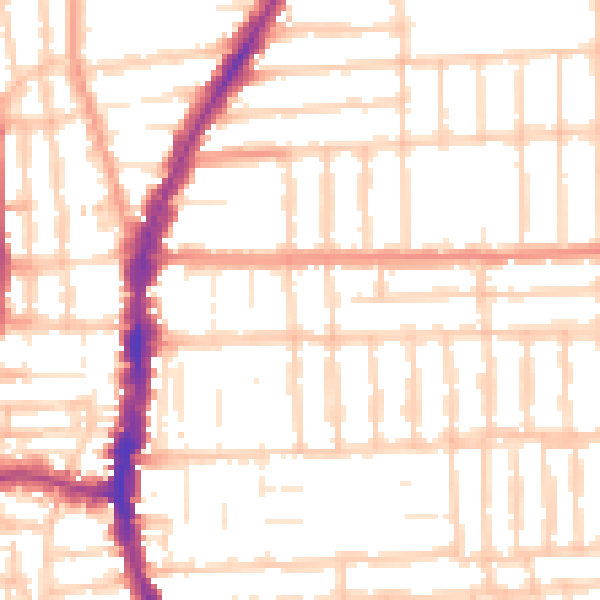 Daytime road noise heatmap for PO2 0BZ