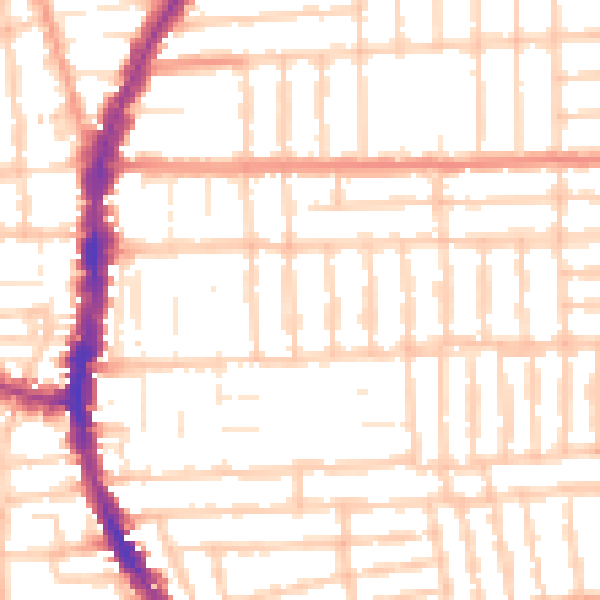 Daytime road noise heatmap for PO2 0DJ