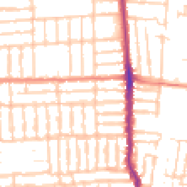 Daytime road noise heatmap for PO2 0DY