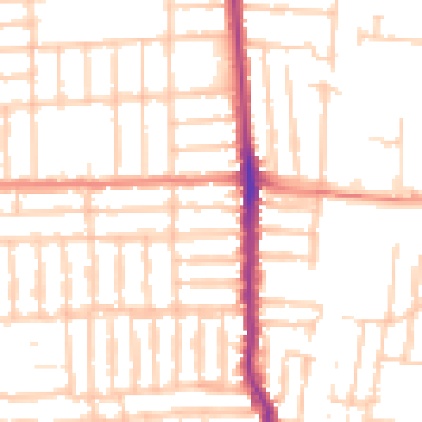 Daytime road noise heatmap for PO2 0DZ