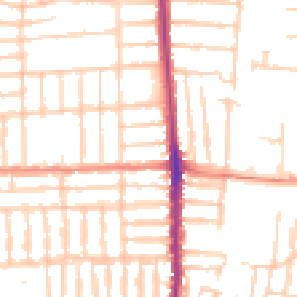 Daytime road noise heatmap for PO2 0JT